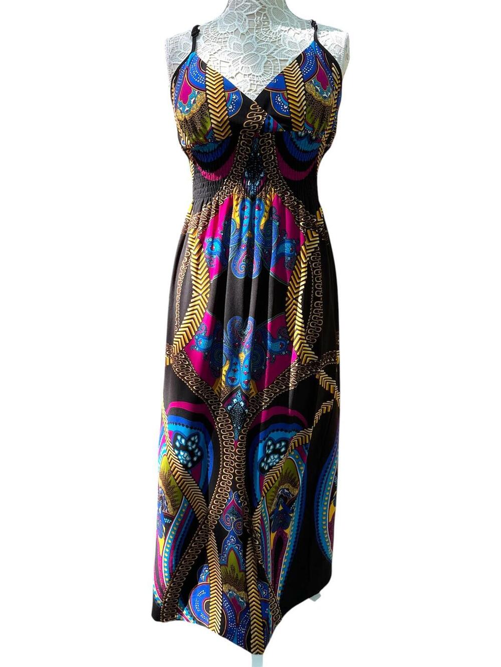 Snap Bold Geometric Print Maxi Dress